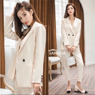 re stock 🖍️พร้อมส่ง🖲️S-2XL🖱️2color💿 blazer +กางเกง🖥️ varinda C023