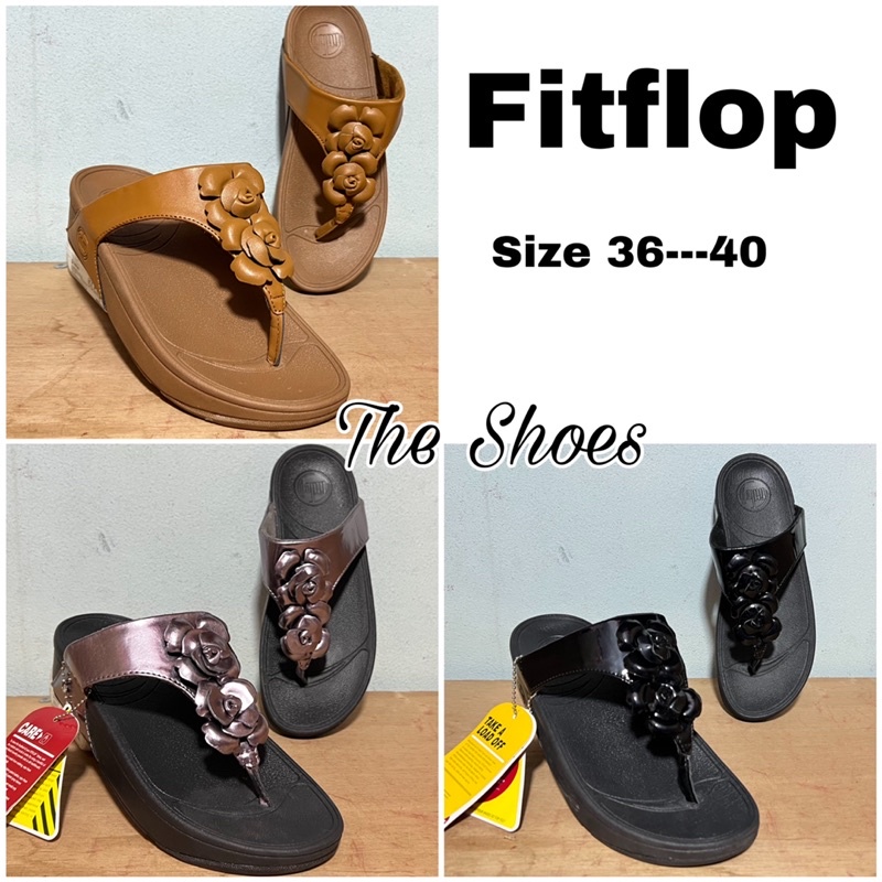 รองเท้าเเตะ fitflopรุ่นใหม่ล่าสุดสำหรับผู้หญิง เป็นลายดอกกุหลาบสองsize36–40