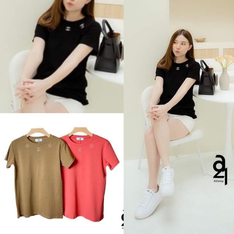 ป้าย a21 เสื้อยืดแขนสั้น คอกลม