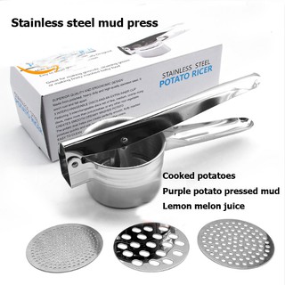 สแตนเลสแรงดันมันฝรั่งบดกด ผักผลไม้กดชง Stainless Steel Pressure Potato Masher Press