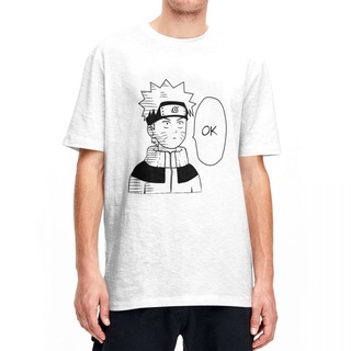 คอลูกเรือใหม่ เสื้อยืดลําลอง ผ้าฝ้าย แขนสั้น คอกลม พิมพ์ลาย Bandai Naruto Ok สําหรับผู้ชายS-5XL