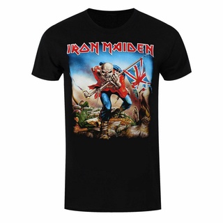 เสื้อยืดผ้าฝ้ายพิมพ์ลายแฟชั่น เสื้อยืด พิมพ์ลาย Iron Maiden The Trooper Eddie สําหรับผู้ชาย