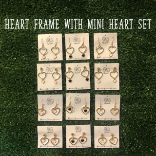 Earrings :: Heart Frame With Mini Heart Set