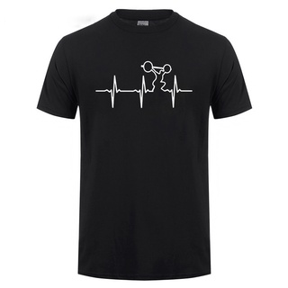 เสื้อยืดวินเทจใหม่ เสื้อยืดลําลอง แขนสั้น พิมพ์ลาย Heratbeat Of Weightlifter สําหรับผู้ชาย เหมาะกับการเล่นฟิตเนส เพาะกาย