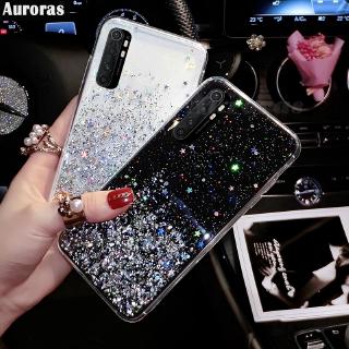 เคสโทรศัพท์มือถือสีโปร่งใสมีกลิตเตอร์สําหรับ xiaomi note 10 lite mi note 10 ลิตร