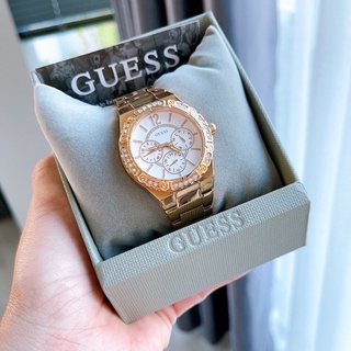 ⌚️⌚️NEW Guess ตัวเรือนสเตนเลสสีโรสโกลด์ หน้าปัดสีขาวสินค้ามือ 1 พร้อมกล่องและใบประกัน