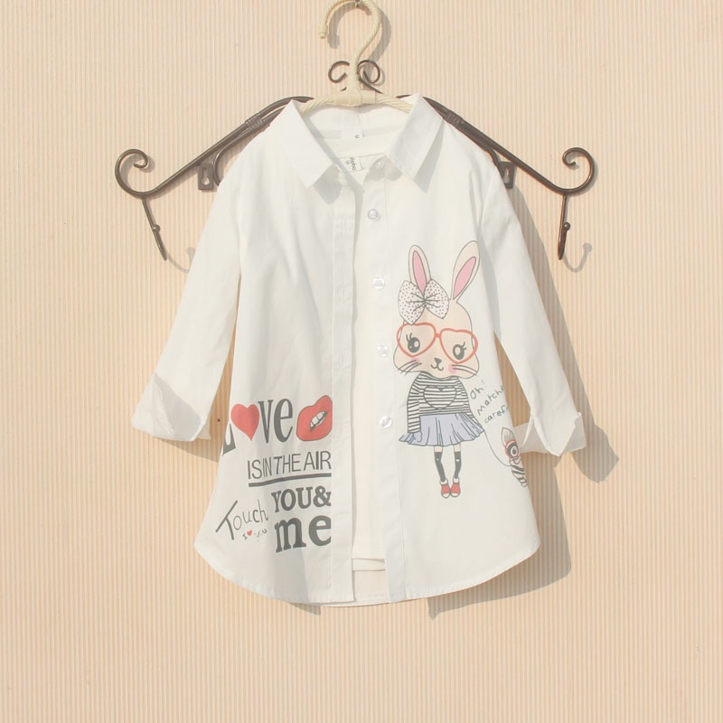 Girls Blouse 2020 Spring Children Clothes Cartoon Rabbit Long Sleeve ...