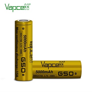 Vapcell INR21700 G50 5000mAh แพค2ก้อนแถมกระเป๋าใส่ถ่าน ของแท้เช็คโค๊ดได้