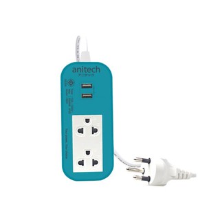 JIB ANITECH PLUG (ปลั๊กไฟ) รุ่น H622-BL 2-WAY 2 USB PORTS 2.0 METER (BLUE)