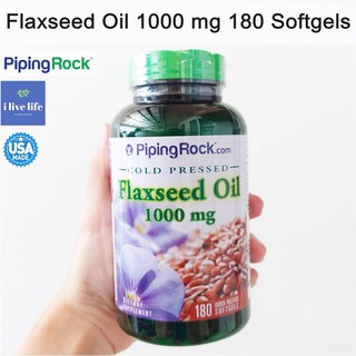 น้ำมันเมล็ดแฟลกซ์ Flaxseed Oil 1000 mg 180 Softgels - Piping Rock