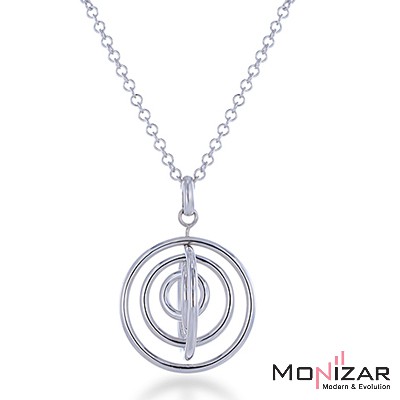 NL-000018 สร้อยคอเงิน silver 925 จี้เงินวงกลม3วงซ้อน