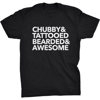 ขายดี!ขายดี เสื้อยืดลําลอง แขนสั้น พิมพ์ลาย Chubby Tattooed Bearded Beautiful Husband Fathers Day Gift Day- KFakop98IEo