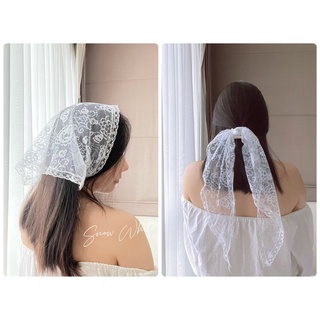 ผ้าผูกผม ผ้าโพกผมสามเหลี่ยม (hair scarf) รุ่น Snow White