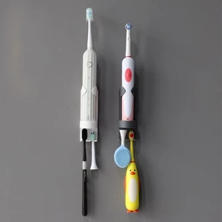 ที่วางแปรง ที่วางแปรงสีฟันไฟฟ้า ติดผนัง ไม่ต้องเจาะ ที่แขวนแปรงสีฟัน Electric Toothbrush Holder แขวนหัวแปรง สีขาว