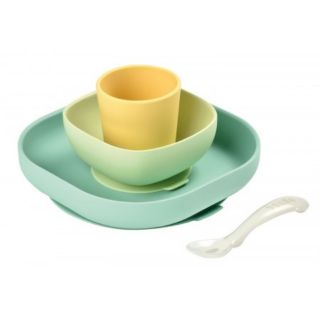 ชุดเซ็ตทานอาหารซิลิโคน 4 ชิ้น BEABA Silicone Meal Set - Yellow