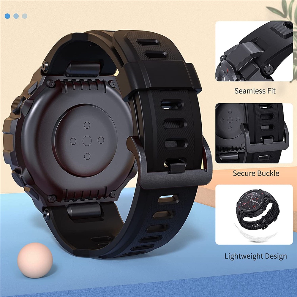 สายนาฬิกาข้อมือซิลิโคน แบบเปลี่ยน สําหรับ Amazfit T-Rex Pro Amazfit T Rex พร้อมเคสกันกระแทกและฟิล์มกันรอย