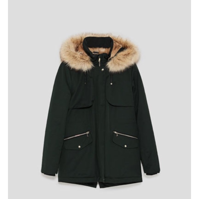 Zara waterproof parka coat เสื้อโค้ท ซาร่า สีเขียว