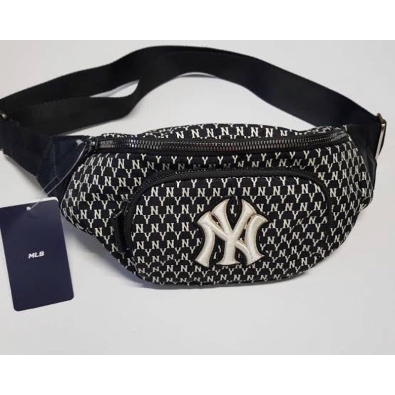 สีดำกระเป๋าคาดเอว กระเป๋าคาดอก MLB NY ใช้ได้ทั้งผู้หญิงและผู้ชาย