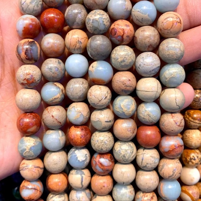 แจสเปอร์ หนังงู Impression Jasper หินแห่งความเงียบสงบ ทรงกลม เส้นยาว เกรด A