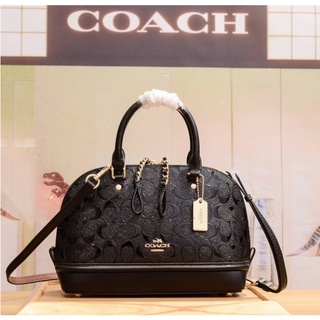 Coach 55450 27597 โลโก้สายการบินกระเป๋าเปลือกหอยขนาดเล็กกระเป๋าถือกระเป๋าสะพายกระเป๋าสะพ