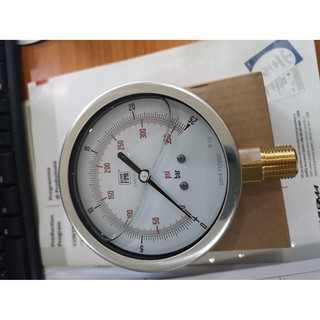 pressure gauge MGS10/A DS100 0-10 BAR NPT ขนาด 4" /เกลียวทองเหลืองออกล่าง/มีน้ำมัน