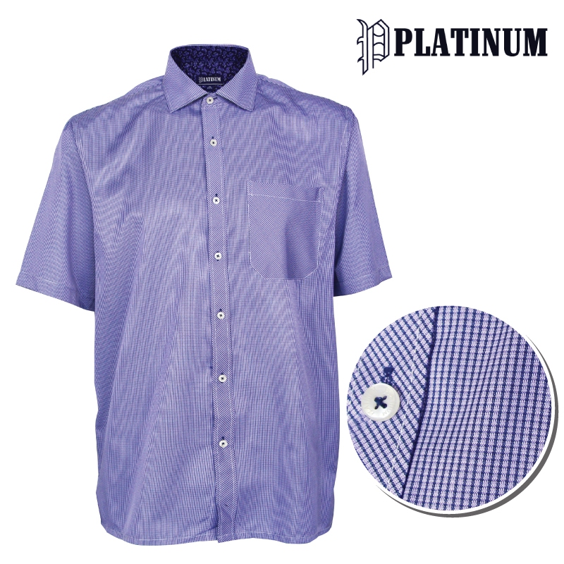PLATINUM MENS YARN DYED SHIRT PM8240 BIG PLUS SIZE SHORT SLEEVE COTTON RICH