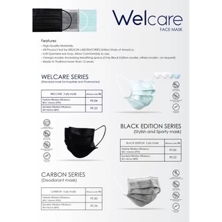 Welcare Mask หน้ากากอนามัยเวลแคร์ แบบกล่อง 50 ชิ้น พร้อมส่ง ของแท้ 100% (มาตรฐาน มอก.2424:2562)