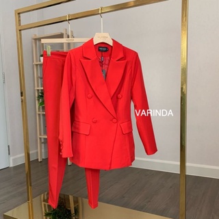 re stock 🖍️พร้อมส่ง❣️ S-2XL❣️ set blazer+กางเกง 9 ส่วน❣️ varinda 003