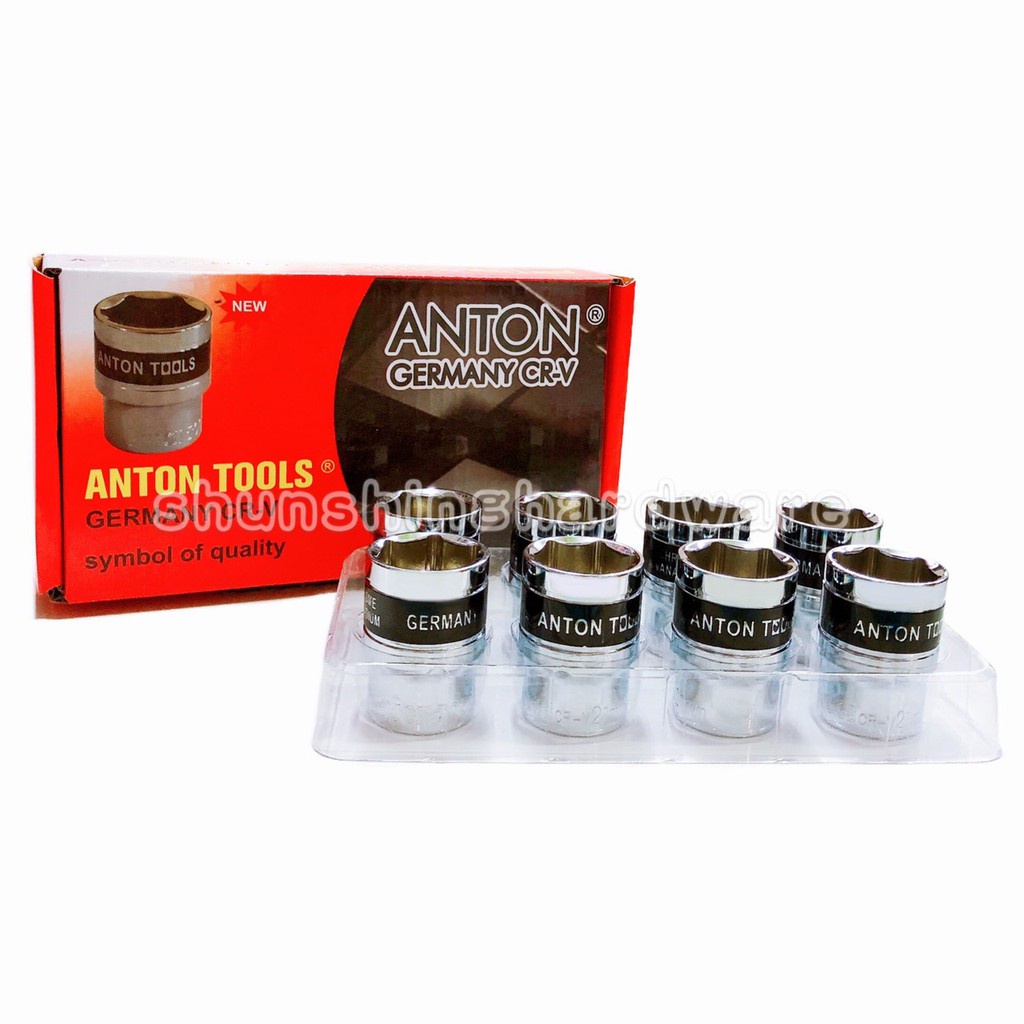 ANTON ลูกบล็อก สั้น 6 เหลี่ยม 1/2 4หุน 8mm-32mm GERMANY
