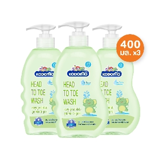 KODOMO Mild Original แชมพู สบู่เหลว โคโดโม Head to Toe Wash ขวดปั๊ม 400 มล. 3 ขวด