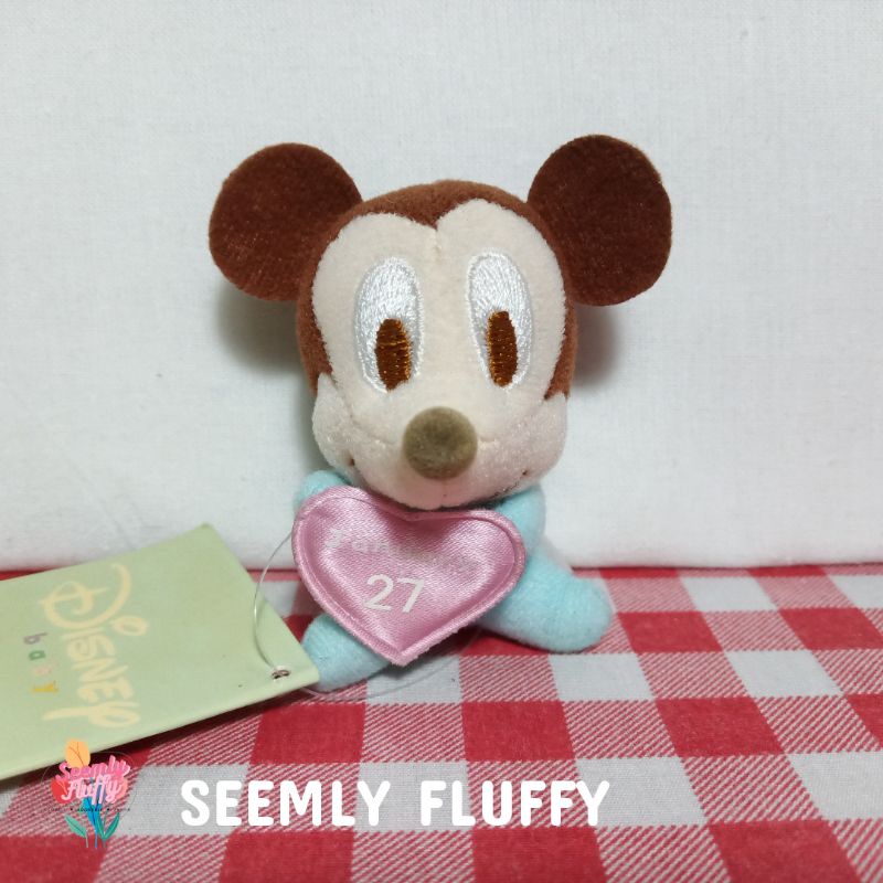 🐭 พวงกุญแจ มิกกี้ เมาส์ วันเกิด 27 มกราคม January ป้าย Disney Baby Mickey Mouse 3"