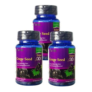 Nature Grape Seed 1,000 อาหารเสริมสารสกัดจากเมล็ดองุ่น 1,000 30เม็ด (3 กระปุก)