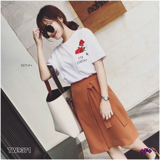 J9371 Set เสื้อปักกุหลาบ + กระโปรง