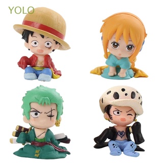 Yolo ตุ๊กตาฟิกเกอร์ Roronoa Zoro Nami Luffy พีวีซีของเล่นสะสมสําหรับเด็ก 4 ชิ้น / ชุด