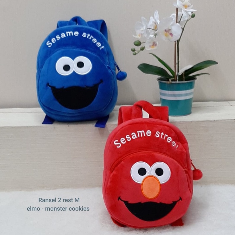 Elmo Poppy Playtime Sesame Street กระเป๋าเป้สะพายหลังสําหรับเด็กก่อนวัยเรียน/กระเป๋าตัวอักษร/กระเป๋าเด็กของขวัญ
