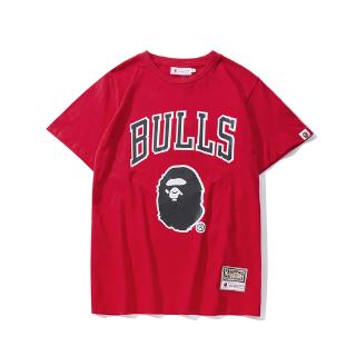 ราคาbape nba เสื้อยืดลําลองสําหรับ unisex ผ้าฝ้ายแขนสั้นทรงหลวม m - 3 xlS-3XL