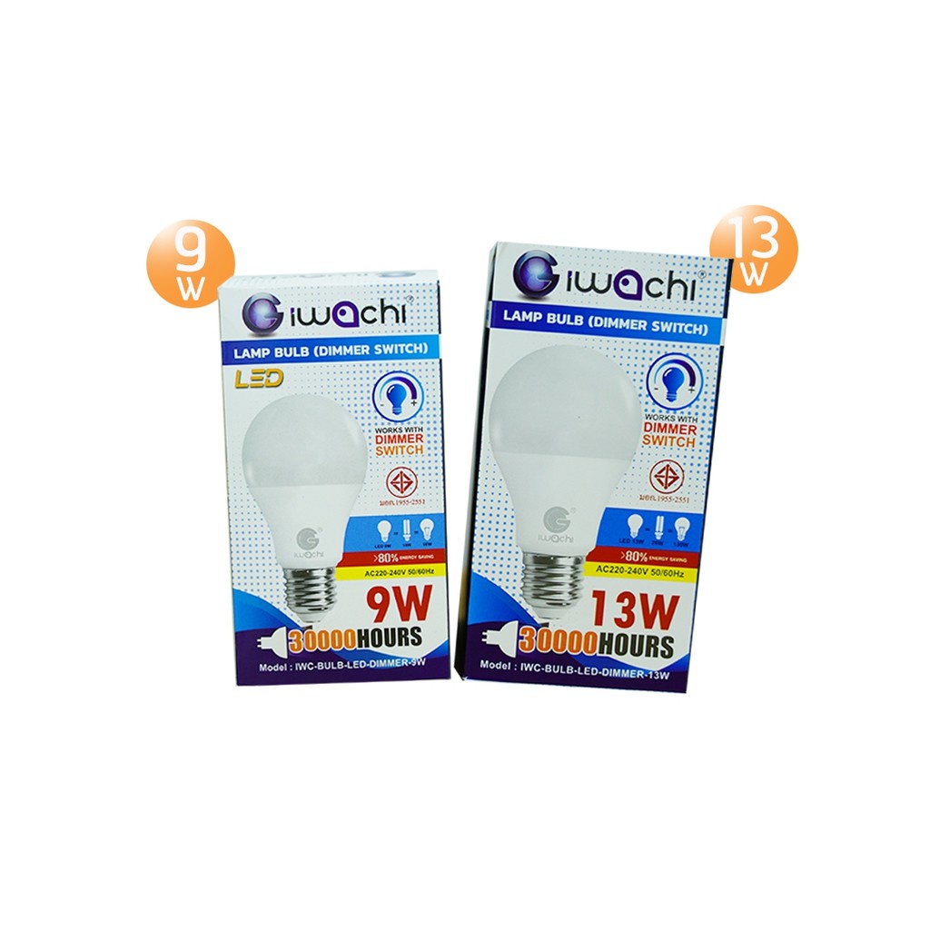 IWACHI หลอดปิงปอง หลอดไฟ (หรี่ไฟได้)มีแสงขาวและวอร์มไวท์ IWC-BULB-LED-DIMMER