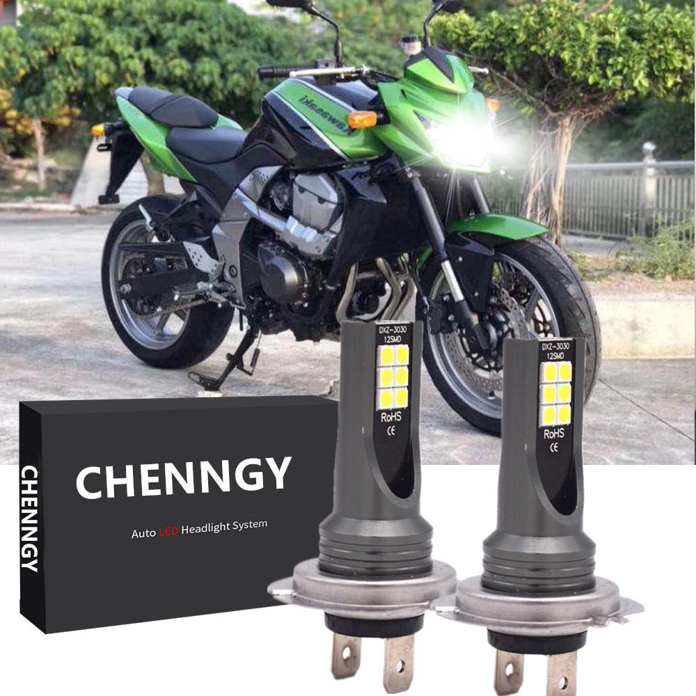 2PC LED ไฟหน้าไฟหน้า H7 Xenon สีขาว 6000K ชุดแปลงสําหรับ Kawasaki Z750 Z800 Z900