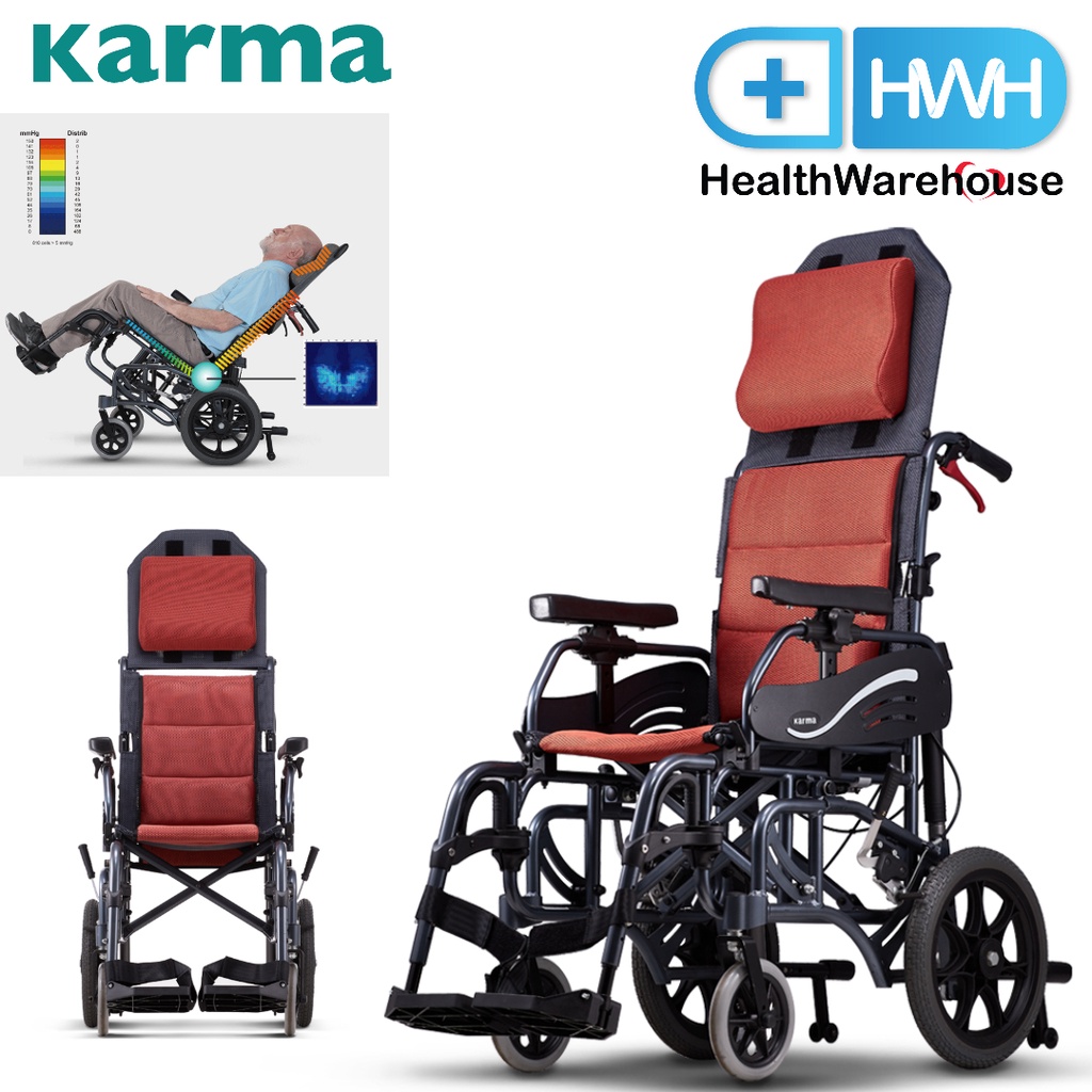 รถเข็นผู้ป่วย Karma VIP 515 F14 Wheelchair Hospital วีลแชร์ รถเข็น รถเข็นผู้สูงอายุ พับได้ รถเข็นผู้
