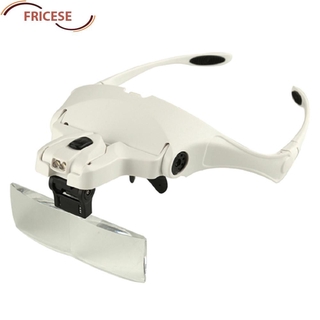 Fricese 5 Lens Loupe แว่นขยายแบบคาดศีรษะพร้อมไฟ Led