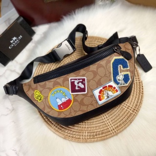 COACH X PEANUTS WARREN BELT BAG WITH VARSITY PATCHES