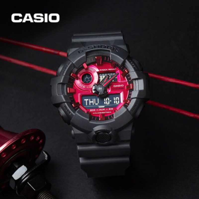 GA-700AR-1AJF นาฬิกาสปอร์ตสีดําสีแดง gv807 นาฬิกากันน้ํา unisex สายนาฬิกาอุปกรณ์เสริม fV965