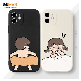 GUMAN เคสคู่ เคสไอโฟน คู่รัก ขอบเหลี่ยมกันกระแทกซิลิโคนนุ่มการ์ตูนน่ารักตลก เคสโทรศัพท์ Compatible for iPhone 14 13 12 11 Pro Max SE 2020 X XR XS 8 7 6 6S Plus พลัส XYM720