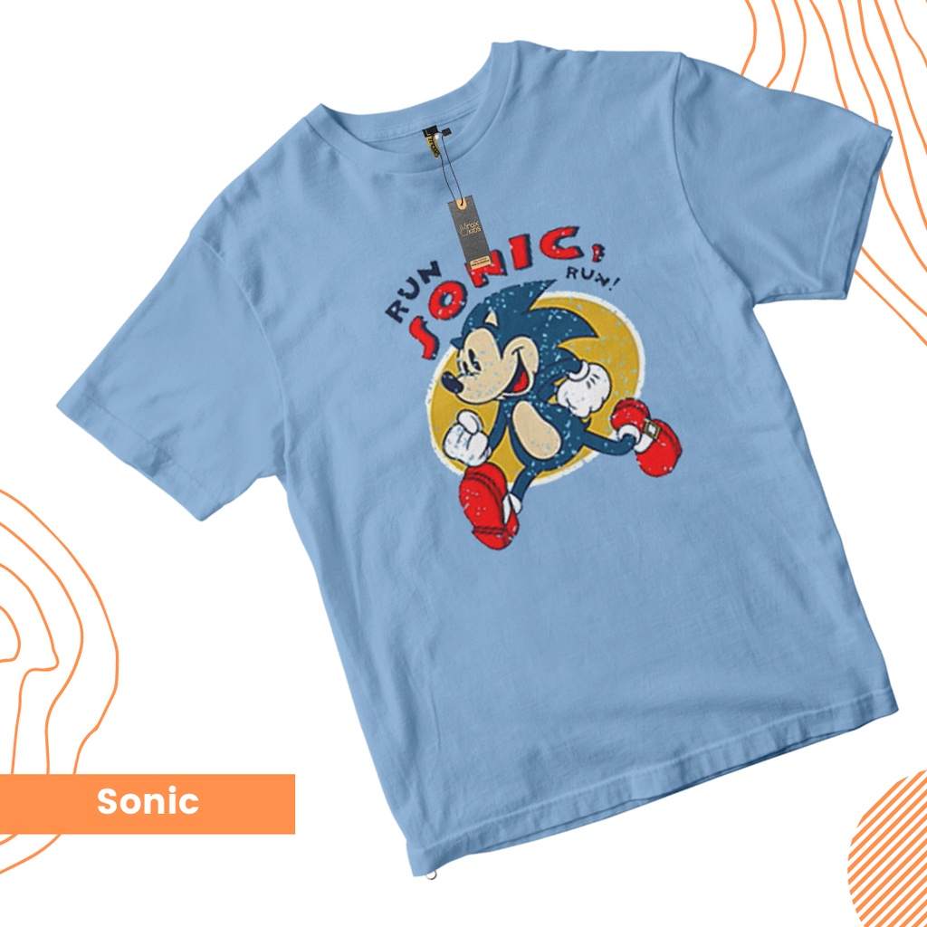 เสื้อยืด ลาย Sonic the Hedgehog สีฟ้า สําหรับเด็ก 1 2 3 4 5 6 7 8 9 10 ปี