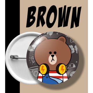 BADGE BROWN เข็มกลัด บราวน์ หูฟัง