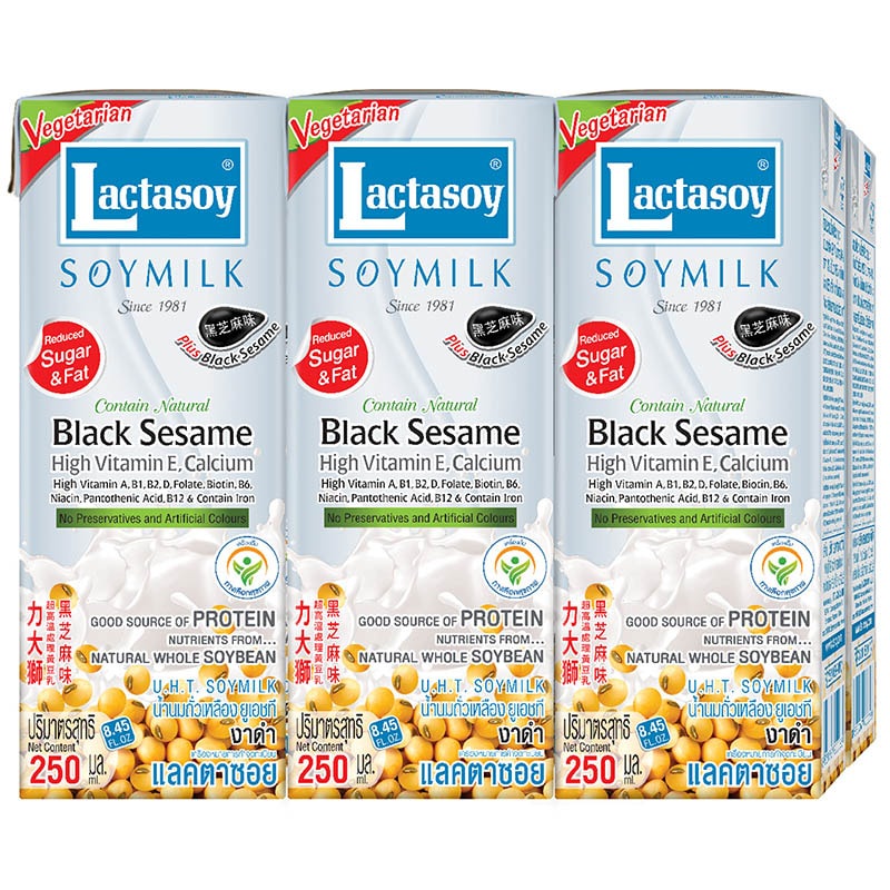 [ Free Delivery ]Lactasoy Soy Milk  UHT Black Sesame 250ml. Pack 6Cash on delivery
