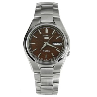 SEIKO 5 Automatic Mens Watch สีเงิน/สีน้ำตาล สายสแตนเลส รุ่น SNK605K1