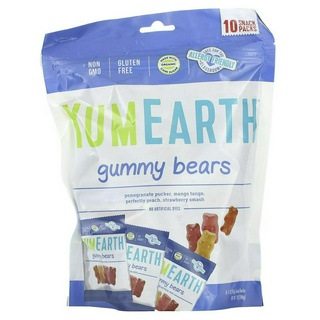 [พร้อมส่ง] นำเข้าจากอเมริกา ของแท้ 100% ขนมเยลลี่ รูปหมี YumEarth, Gummy Bears, Assorted Flavors, 10 Snack Packs