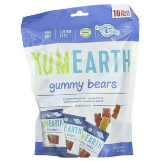 [พร้อมส่ง] นำเข้าจากอเมริกา ของแท้ 100% ขนมเยลลี่ รูปหมี YumEarth, Gummy Bears, Assorted Flavors, 10 Snack Packs