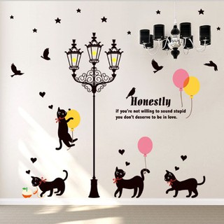 Transparent wall sticker สติ๊กเกอร์ติดผนัง เสาไฟ "Honestly" (กว้าง130cm.xสูง130cm.)